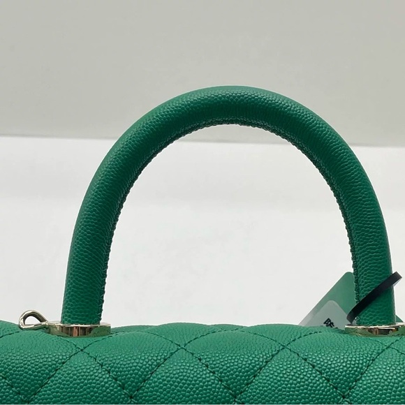 CHANEL Green Caviar Coco Top Handle Flap Bag Small GHW - Picture 8 of 15